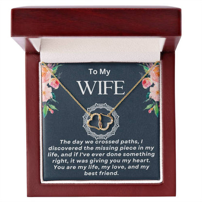 To My Wife-The day we crossed paths-gifts for couples-husband tot wife-Gold Everlasting Love necklace.