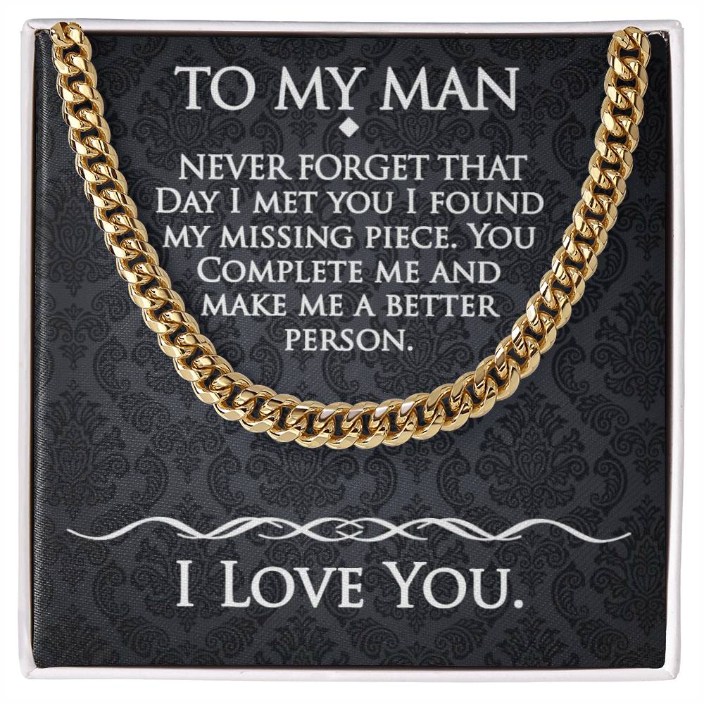 To My Man-The Day We Met-Cuban Link Chain