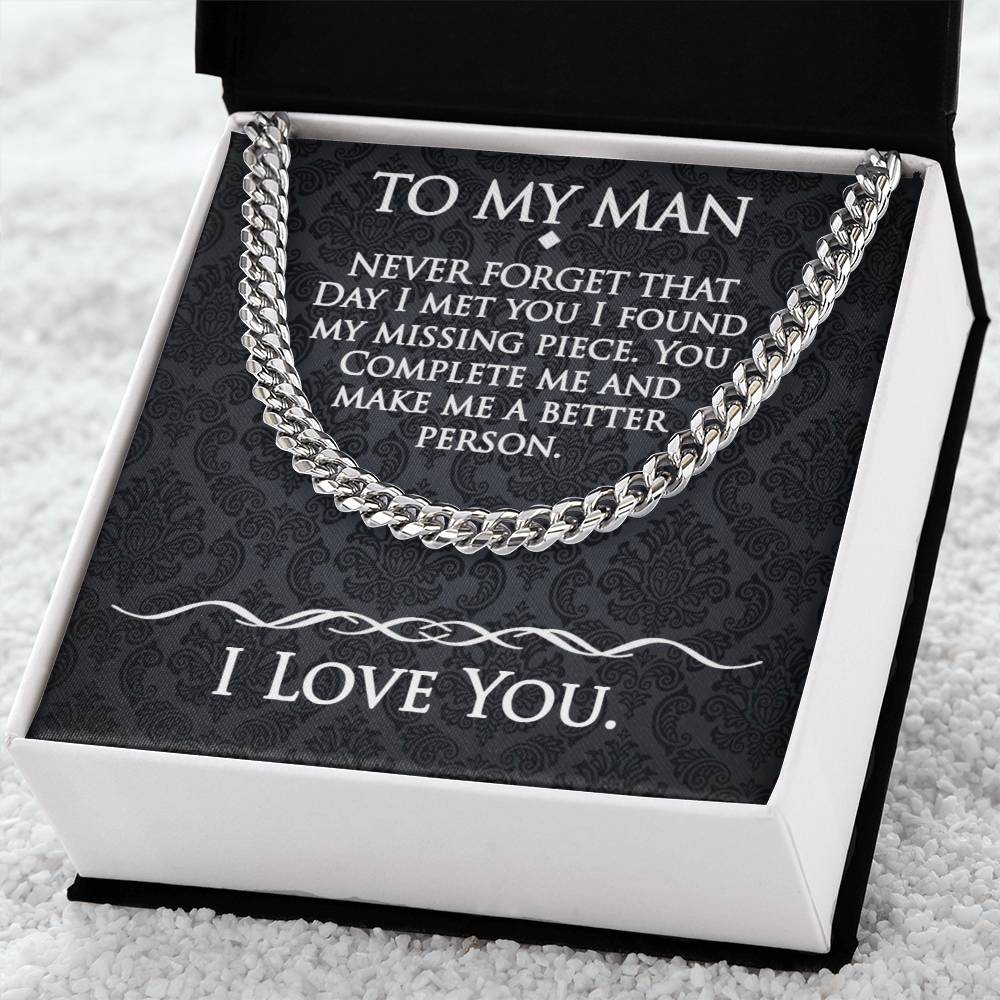 To My Man-The Day We Met-Cuban Link Chain