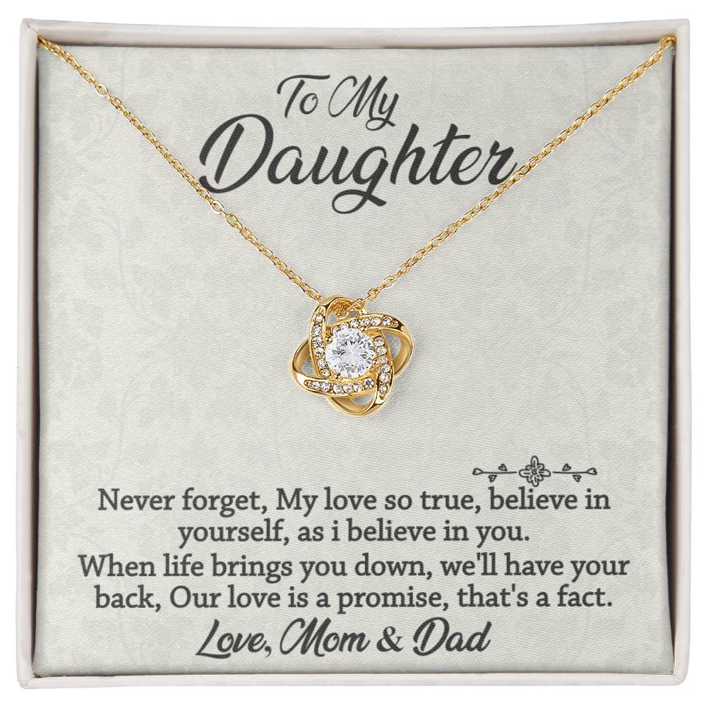 To My Daughter-Never Forget-Love Knot Necklace