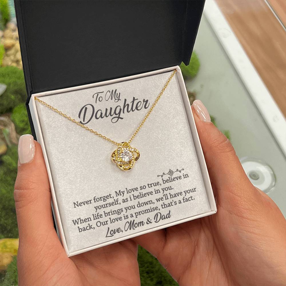 To My Daughter-Never Forget-Love Knot Necklace