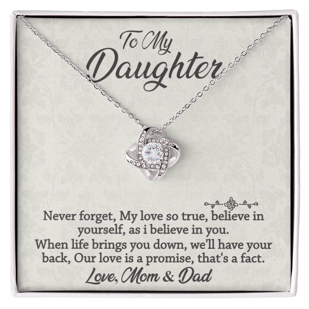 To My Daughter-Never Forget-Love Knot Necklace