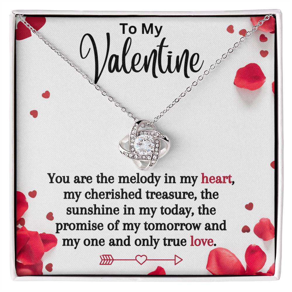 To My Valentine My Cherished Treasure - Love Knot Necklace