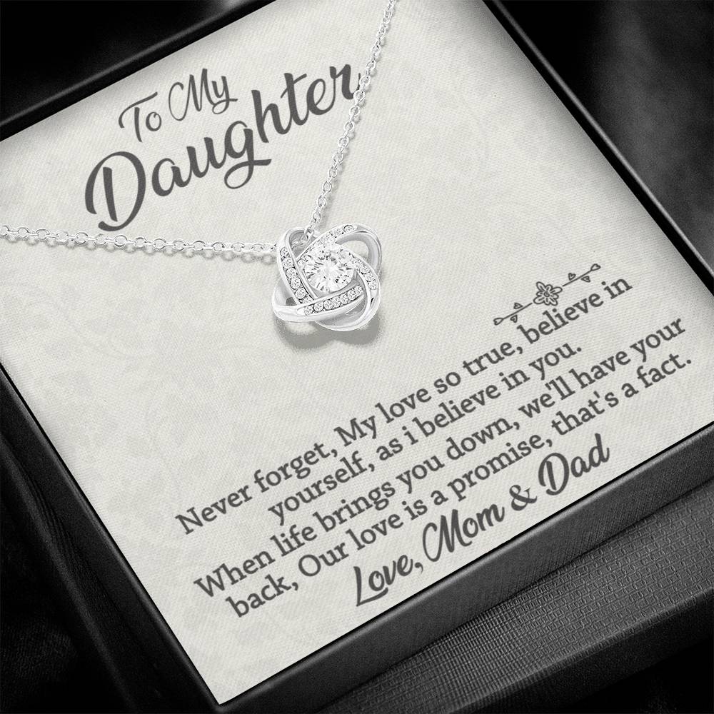 To My Daughter-Never Forget-Love Knot Necklace