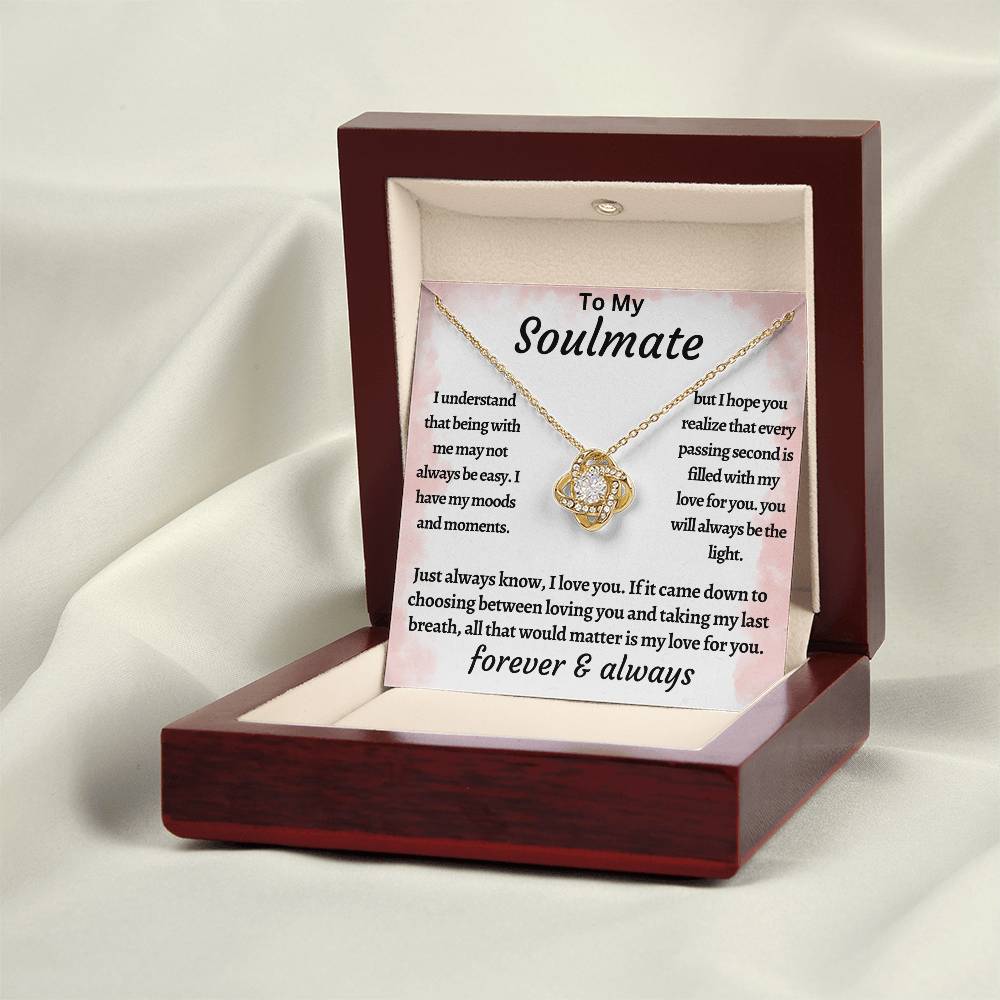 To My Soulmate -I choose You Over Breathing-Love Knot Necklace-Gift For Couples