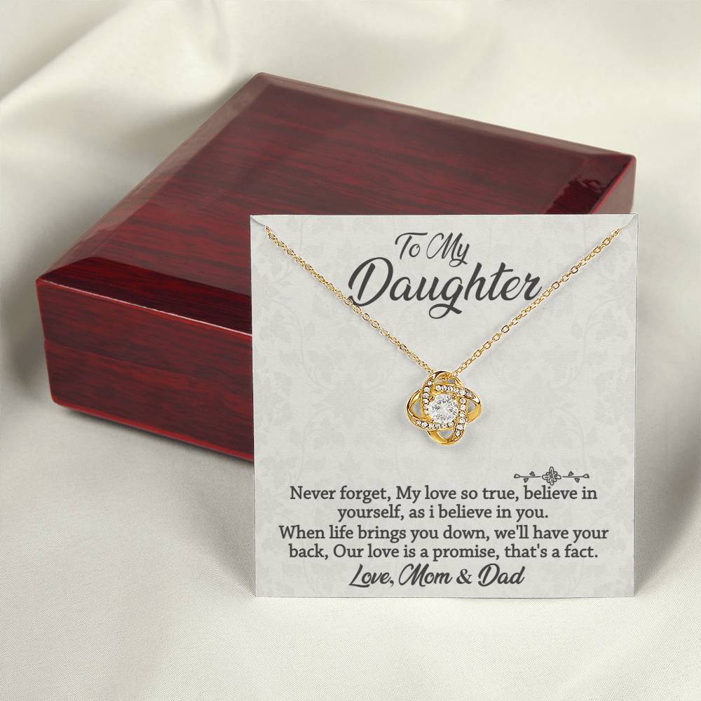 To My Daughter-Never Forget-Love Knot Necklace