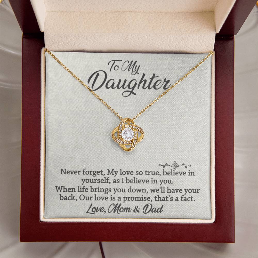 To My Daughter-Never Forget-Love Knot Necklace