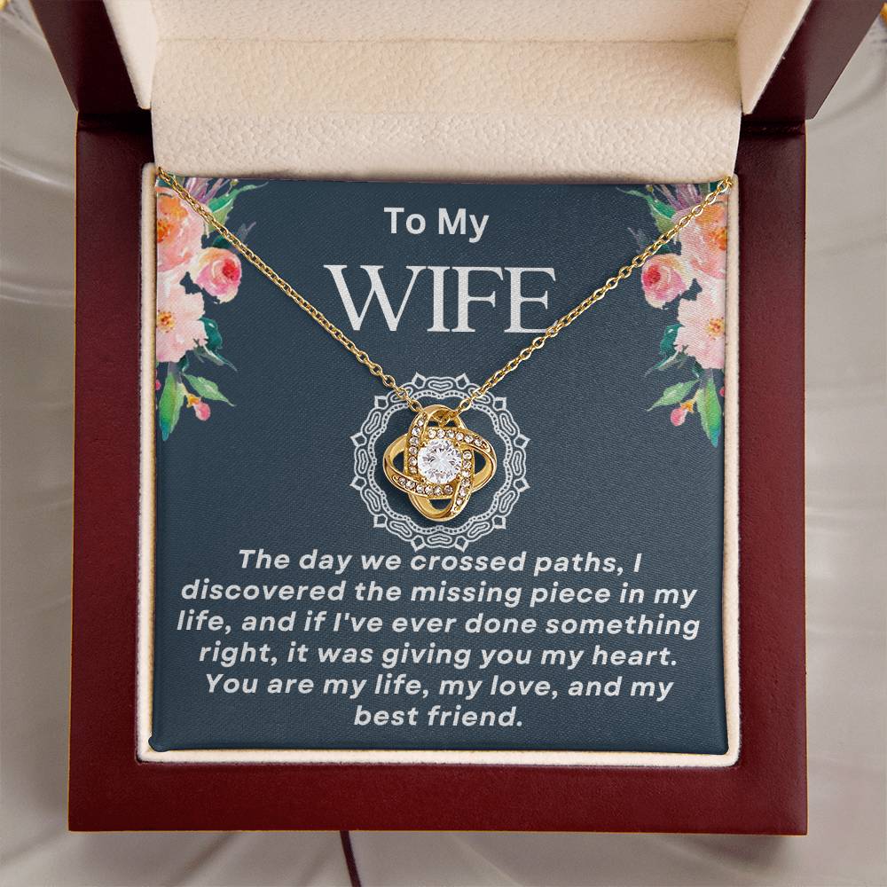 To My Wife-The Day We Crossed Paths - Gift For Couples - Love Knot Necklace