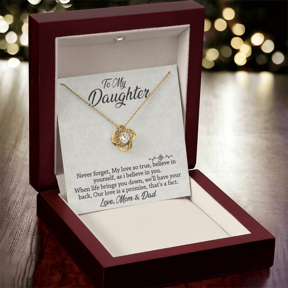 To My Daughter-Never Forget-Love Knot Necklace