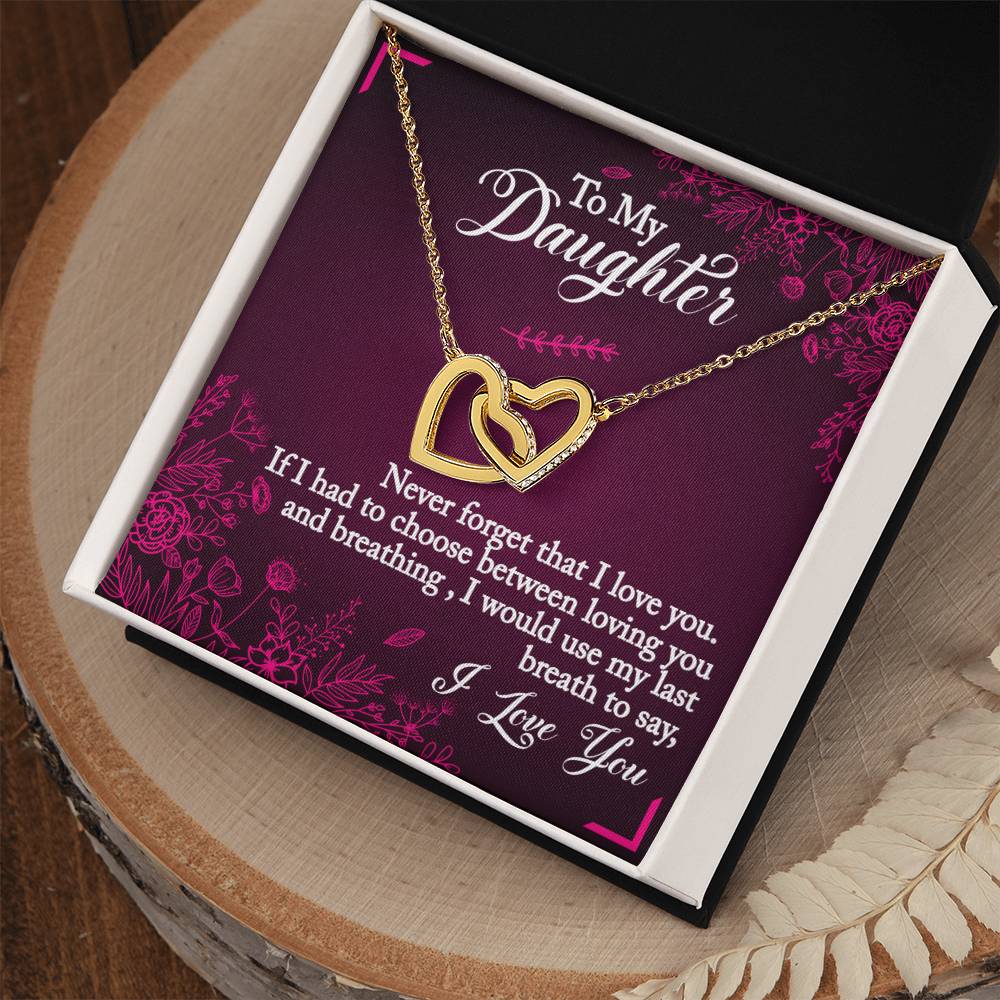 To My Daughter - Always Remember - Interlocking Heart Necklace