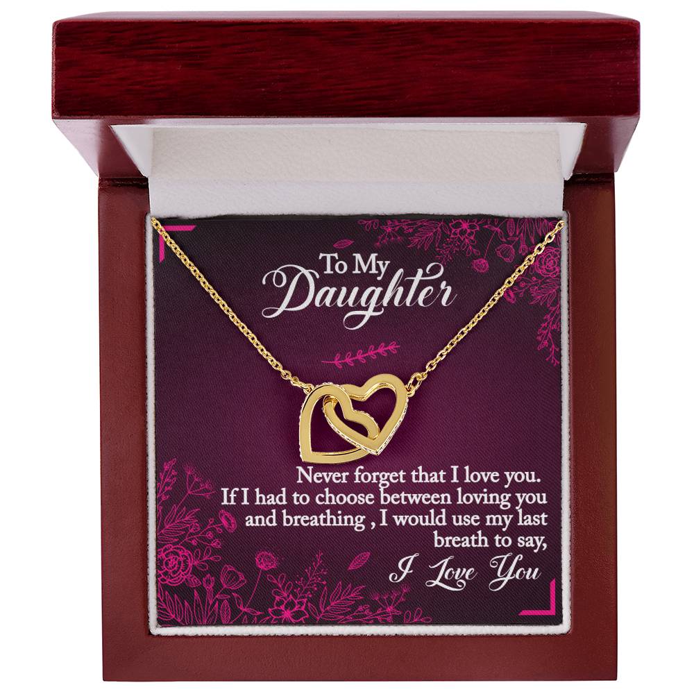 To My Daughter - Always Remember - Interlocking Heart Necklace