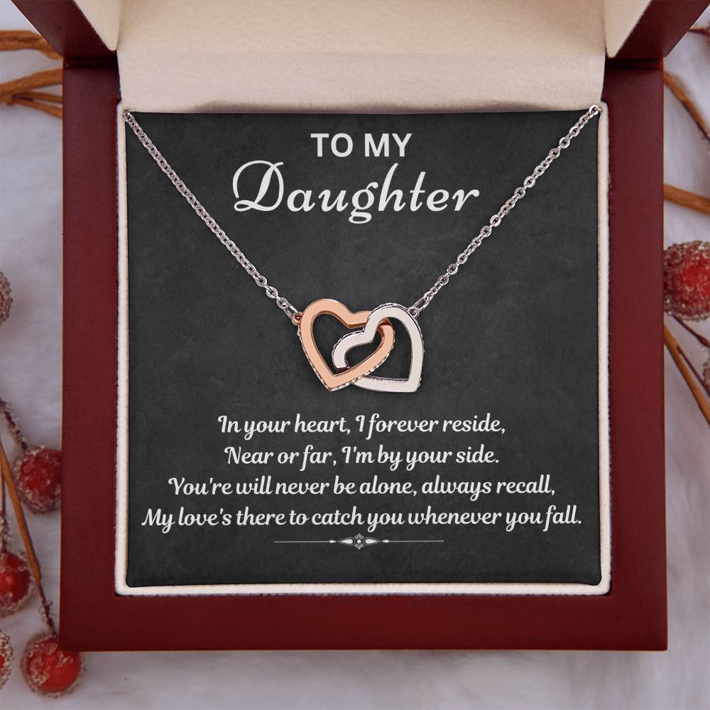 To My Daughter-I will always catch you-Interlocking Hearts Necklace